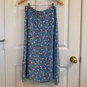 Faithfull the Brand Blue Floral A-Line Skirt